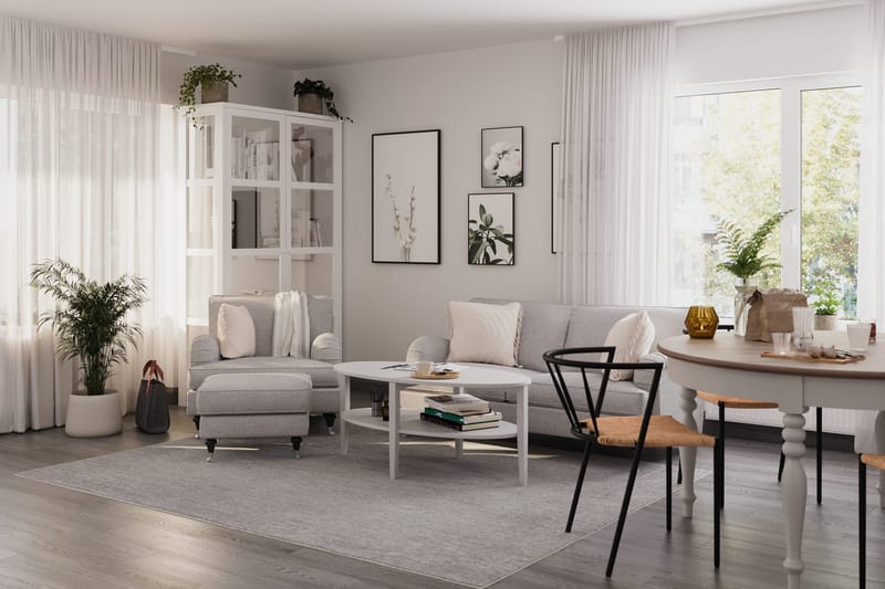 Howard Classic Soffgrupp 2-sits Soffa + Fåtölj + Fotpall i Tyg - Grå - Products - Möbler - Soffa - Soffgrupp - Howard soffgrupp