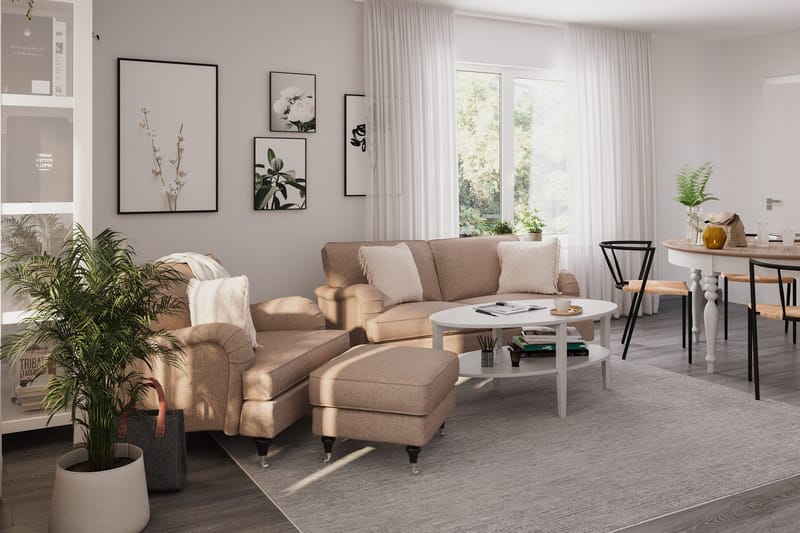 Howard Classic Soffgrupp 2-sits Soffa + Fåtölj + Fotpall i Tyg - Mörkbeige - Products - Möbler - Soffa - Soffgrupp - Howard soffgrupp
