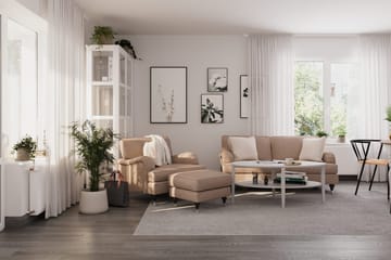 Howard Classic Soffgrupp 2-sits Soffa + Fåtölj + Fotpall i Tyg - Mörkbeige - Products - Möbler - Soffa - Soffgrupp - Howard soffgrupp