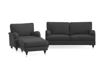 Howard Classic Soffgrupp 2-sits Soffa + Fåtölj + Fotpall i Tyg
