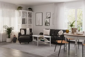 Howard Classic Soffgrupp 2-sits Soffa + Fåtölj + Fotpall i Tyg - Mörkgrå - Products - Möbler - Soffa - Soffgrupp - Howard soffgrupp