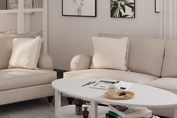 Howard Classic Soffgrupp 3-sits + 2-sits Soffa + Fåtölj + Fotpall i Tyg - Beige - Products - Möbler - Soffa - Soffgrupp - Howard soffgrupp