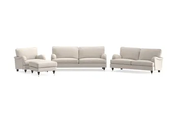 Howard Classic Soffgrupp 3-sits + 2-sits Soffa + Fåtölj + Fotpall i Tyg