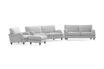 Howard Classic Soffgrupp 3-sits + 2-sits Soffa + Fåtölj + Fotpall i Tyg - Grå - Products - Möbler - Soffa - Soffgrupp - Howard soffgrupp