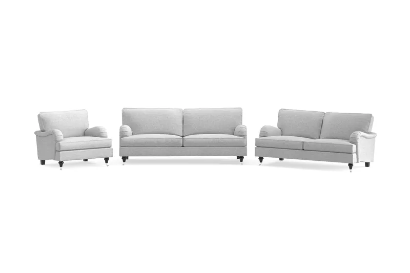 Howard Classic Soffgrupp 3-sits + 2-sits Soffa + Fåtölj i Tyg - Grå - Products - Möbler - Soffa - Soffgrupp - Howard soffgrupp