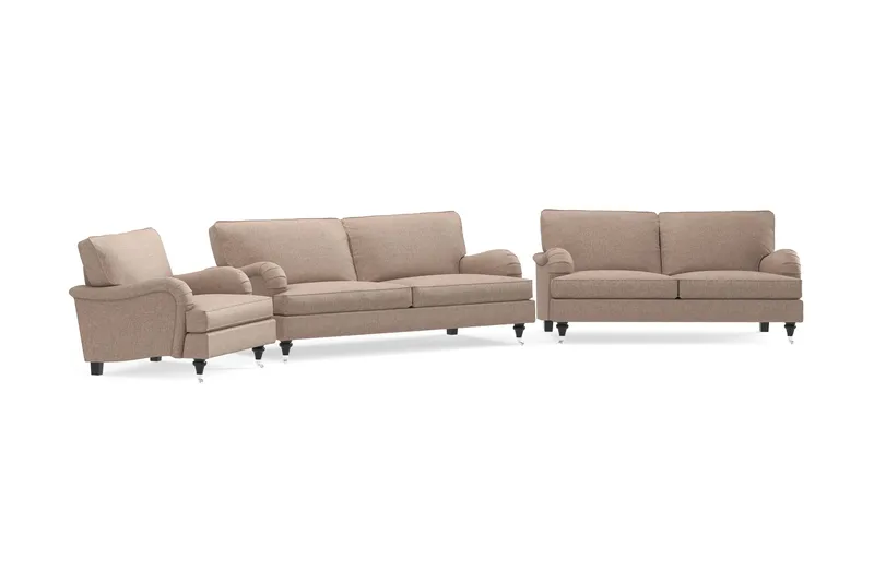 Howard Classic Soffgrupp 3-sits + 2-sits Soffa + Fåtölj i Tyg - Mörkbeige - Products - Möbler - Soffa - Soffgrupp - Howard soffgrupp