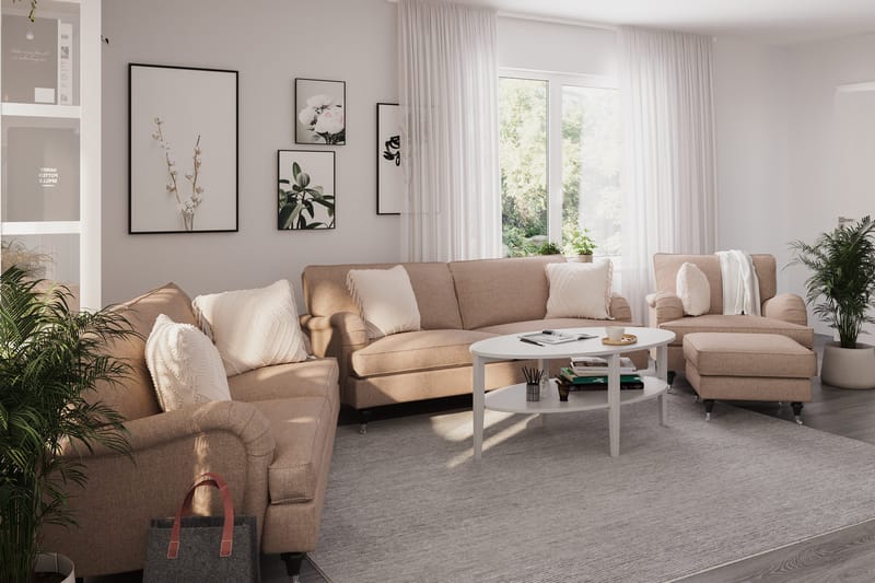 Howard Classic Soffgrupp 3-sits + 2-sits Soffa + Fåtölj i Tyg - Mörkbeige - Products - Möbler - Soffa - Soffgrupp - Howard soffgrupp
