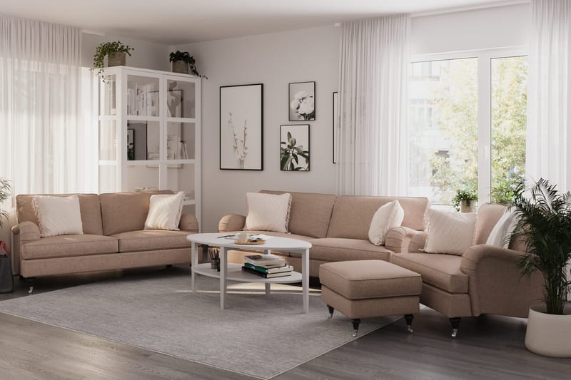 Howard Classic Soffgrupp 3-sits + 2-sits Soffa + Fåtölj i Tyg - Mörkbeige - Products - Möbler - Soffa - Soffgrupp - Howard soffgrupp