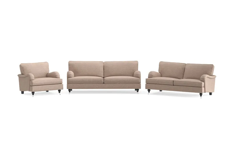 Howard Classic Soffgrupp 3-sits + 2-sits Soffa + Fåtölj i Tyg - Mörkbeige - Products - Möbler - Soffa - Soffgrupp - Howard soffgrupp