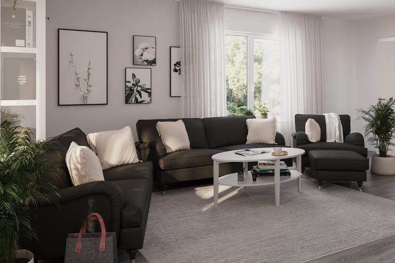 Howard Classic Soffgrupp 3-sits + 2-sits Soffa + Fåtölj i Tyg - Mörkgrå - Products - Möbler - Soffa - Soffgrupp - Howard soffgrupp