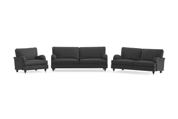 Howard Classic Soffgrupp 3-sits + 2-sits Soffa + Fåtölj i Tyg - Mörkgrå - Products - Möbler - Soffa - Soffgrupp - Howard soffgrupp