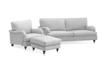Howard Classic Soffgrupp 3-sits Soffa + Fåtölj + Fotpall i Tyg - Grå - Products - Möbler - Soffa - Soffgrupp - Howard soffgrupp