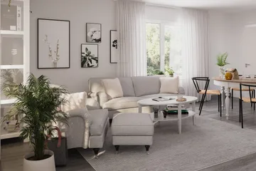 Howard Classic Soffgrupp 3-sits Soffa + Fåtölj + Fotpall i Tyg - Grå - Products - Möbler - Soffa - Soffgrupp - Howard soffgrupp