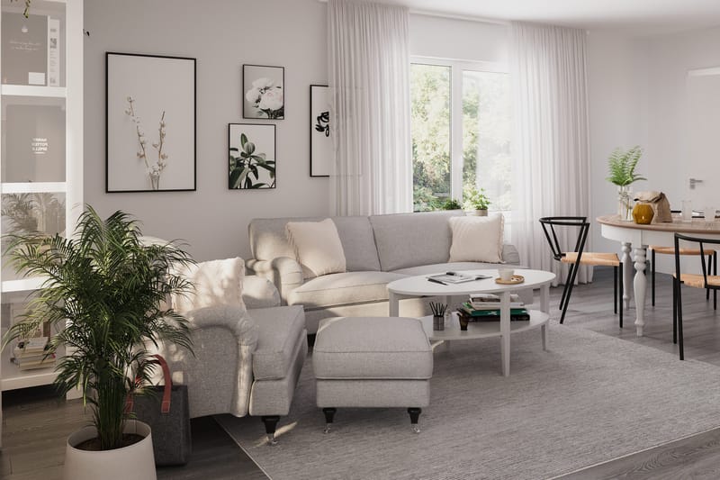 Howard Classic Soffgrupp 3-sits Soffa + Fåtölj + Fotpall i Tyg - Grå - Products - Möbler - Soffa - Soffgrupp - Howard soffgrupp