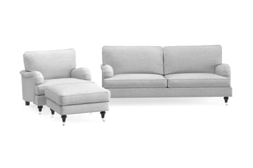 Howard Classic Soffgrupp 3-sits Soffa + Fåtölj + Fotpall i Tyg - Grå - Products - Möbler - Soffa - Soffgrupp - Howard soffgrupp