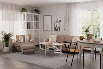 Howard Classic Soffgrupp 3-sits Soffa + Fåtölj + Fotpall i Tyg - Mörkbeige - Products - Möbler - Soffa - Soffgrupp - Howard soffgrupp