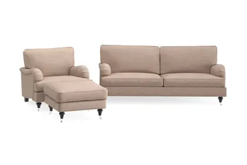 Howard Classic Soffgrupp 3-sits Soffa + Fåtölj + Fotpall i Tyg - Mörkbeige - Products - Möbler - Soffa - Soffgrupp - Howard soffgrupp