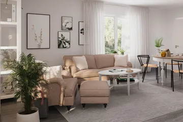 Howard Classic Soffgrupp 3-sits Soffa + Fåtölj + Fotpall i Tyg - Mörkbeige - Products - Möbler - Soffa - Soffgrupp - Howard soffgrupp