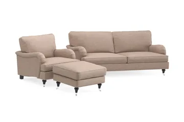 Howard Classic Soffgrupp 3-sits Soffa + Fåtölj + Fotpall i Tyg - Mörkbeige - Products - Möbler - Soffa - Soffgrupp - Howard soffgrupp