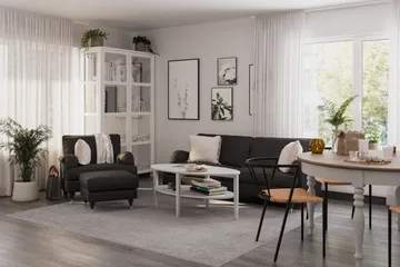 Howard Classic Soffgrupp 3-sits Soffa + Fåtölj + Fotpall i Tyg - Mörkgrå - Products - Möbler - Soffa - Soffgrupp - Howard soffgrupp