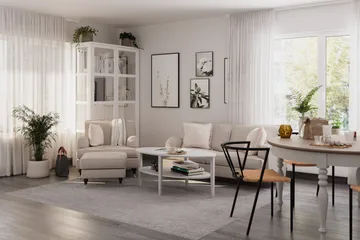Howard Classic Soffgrupp 3-sits Soffa + Fåtölj i Tyg - Beige - Products - Möbler - Soffa - Soffgrupp - Howard soffgrupp