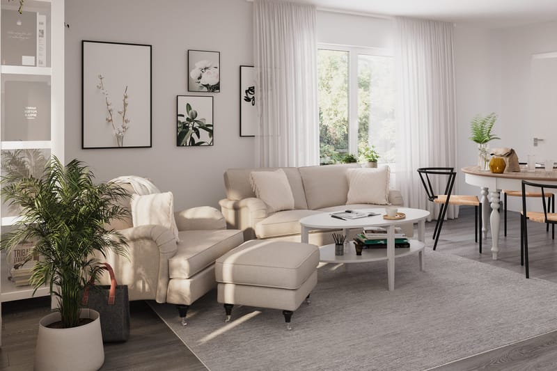 Howard Classic Soffgrupp 3-sits Soffa + Fåtölj i Tyg - Beige - Products - Möbler - Soffa - Soffgrupp - Howard soffgrupp