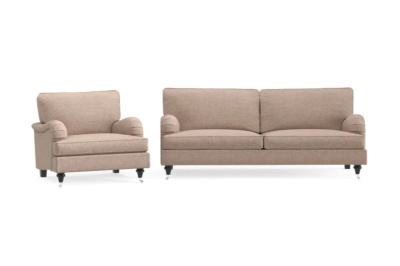 Howard Classic Soffgrupp 3-sits Soffa + Fåtölj i Tyg - Mörkbeige - Products - Möbler - Soffa - Soffgrupp - Howard soffgrupp