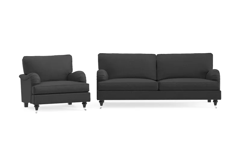 Howard Classic Soffgrupp 3-sits Soffa + Fåtölj i Tyg - Mörkgrå - Products - Möbler - Soffa - Soffgrupp - Howard soffgrupp