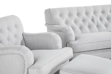 Howard Riviera Soffgrupp 2-sits + 3-sits Soffa + Fåtölj + Fotpall i Tyg - Grå - Products - Möbler - Soffa - Soffgrupp - Howard soffgrupp
