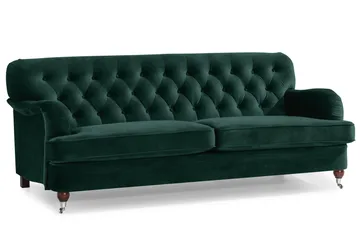 Howard Riviera Soffgrupp 3-sits + 2-sits Soffa + Fåtölj + Fotpall i Sammet - Grön - Products - Möbler - Soffa - Soffgrupp - Howard soffgrupp