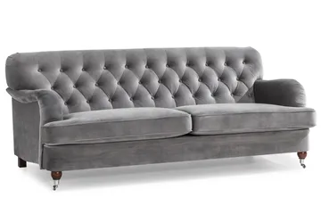 Howard Riviera Soffgrupp 3-sits + 2-sits Soffa + Fåtölj + Fotpall i Sammet - Ljusgrå - Products - Möbler - Soffa - Soffgrupp - Howard soffgrupp