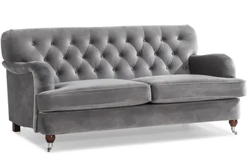Howard Riviera Soffgrupp 3-sits + 2-sits Soffa + Fåtölj + Fotpall i Sammet - Ljusgrå - Products - Möbler - Soffa - Soffgrupp - Howard soffgrupp
