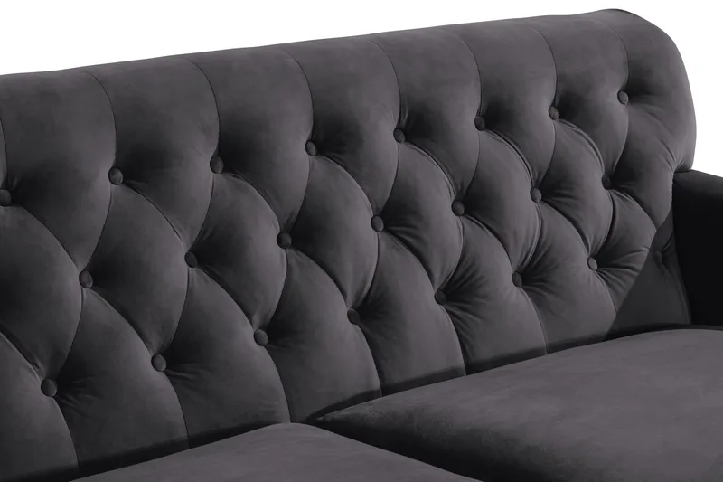 Howard Riviera Soffgrupp 3-sits + 2-sits Soffa + Fåtölj + Fotpall i Sammet - Mörkgrå - Products - Möbler - Soffa - Soffgrupp - Howard soffgrupp