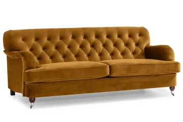 Howard Riviera Soffgrupp 3-sits + 2-sits Soffa + Fåtölj + Fotpall i Sammet - Mörkgul - Products - Möbler - Soffa - Soffgrupp - Howard soffgrupp