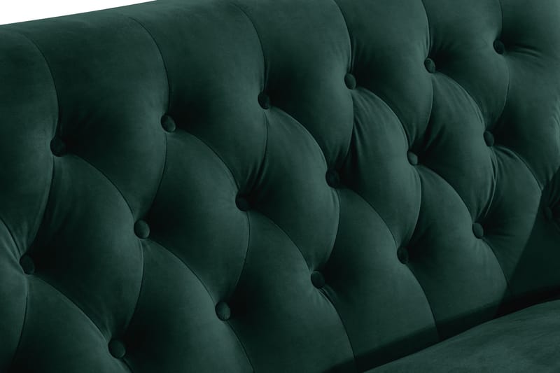 Howard Riviera Soffgrupp Svängd 3-sits + 2-sits Soffa + Fåtölj + Fotpall i Sammet - Grön - Products - Möbler - Soffa - Soffgrupp - Howard soffgrupp