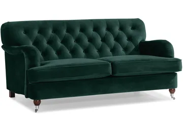 Howard Riviera Soffgrupp Svängd 3-sits + 2-sits Soffa + Fåtölj + Fotpall i Sammet - Grön - Products - Möbler - Soffa - Soffgrupp - Howard soffgrupp