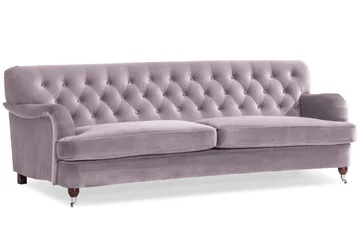 Howard Riviera Soffgrupp Svängd 3-sits + 2-sits Soffa + Fåtölj + Fotpall i Sammet - Lila - Products - Möbler - Soffa - Soffgrupp - Howard soffgrupp