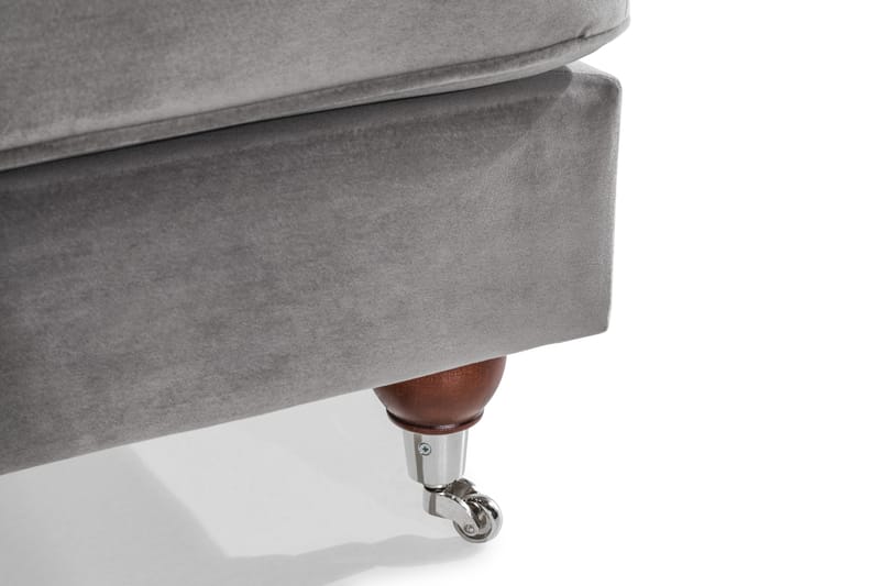Howard Riviera Soffgrupp Svängd 3-sits + 2-sits Soffa + Fåtölj + Fotpall i Sammet - Ljusgrå - Products - Möbler - Soffa - Soffgrupp - Howard soffgrupp
