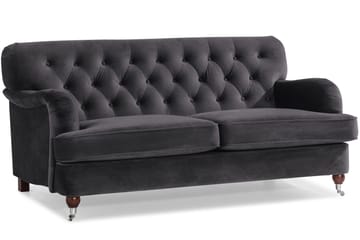 Howard Riviera Soffgrupp Svängd 3-sits + 2-sits Soffa + Fåtölj + Fotpall i Sammet - Mörkgrå - Products - Möbler - Soffa - Soffgrupp - Howard soffgrupp