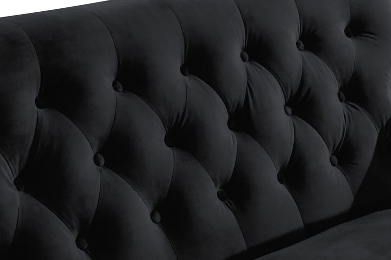 Howard Riviera Soffgrupp Svängd 3-sits + 2-sits Soffa + Fåtölj + Fotpall i Sammet - Svart - Products - Möbler - Soffa - Soffgrupp - Howard soffgrupp