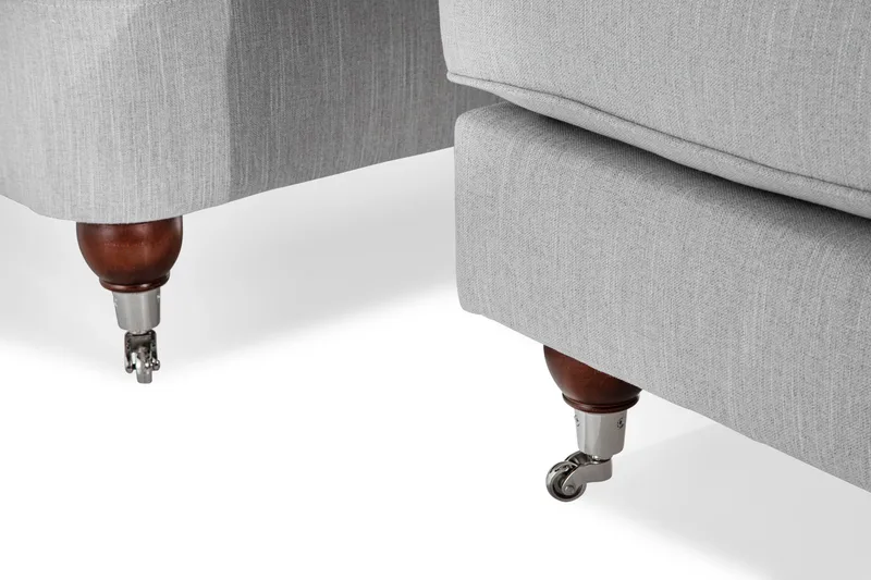 Howard Riviera Soffgrupp Svängd 3-sits + 2-sits Soffa + Fåtölj + Fotpall i Tyg - Grå - Products - Möbler - Soffa - Soffgrupp - Howard soffgrupp