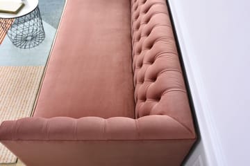 Toto 3-sits rosa soffa med guldiga ben - Rosa - Products - Möbler - Soffa - Sammetssoffa