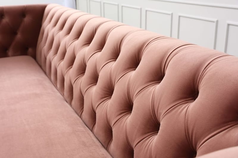 Toto 3-sits rosa soffa med guldiga ben - Rosa - Products - Möbler - Soffa - Sammetssoffa