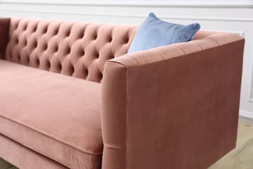 Toto 3-sits rosa soffa med guldiga ben - Rosa - Products - Möbler - Soffa - Sammetssoffa