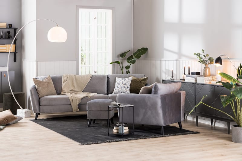 Trend 2-sits Sammetssoffa - Ljusgrå - Products - Möbler - Soffa - Sammetssoffa