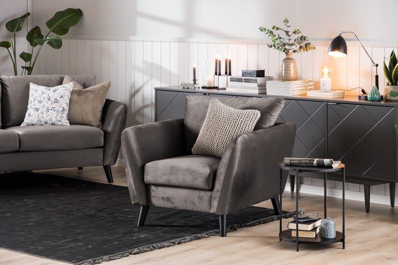 Trend 2-sits Sammetssoffa - Mörkgrå - Products - Möbler - Soffa - Sammetssoffa