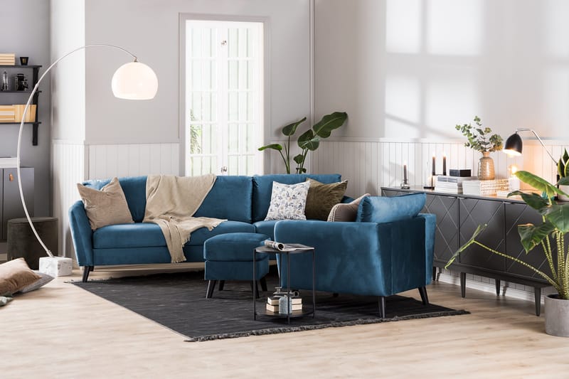 Trend 3-sits Sammetssoffa - Blå - Products - Möbler - Soffa - 3 sits soffa