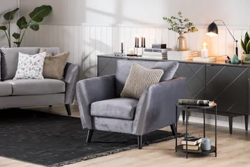 Trend 3-sits Sammetssoffa - Ljusgrå - Products - Möbler - Soffa - 3 sits soffa