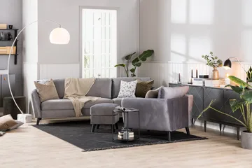 Trend 3-sits Sammetssoffa - Ljusgrå - Products - Möbler - Soffa - 3 sits soffa