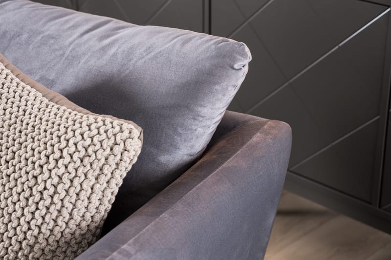Trend 3-sits Sammetssoffa - Ljusgrå - Products - Möbler - Soffa - 3 sits soffa